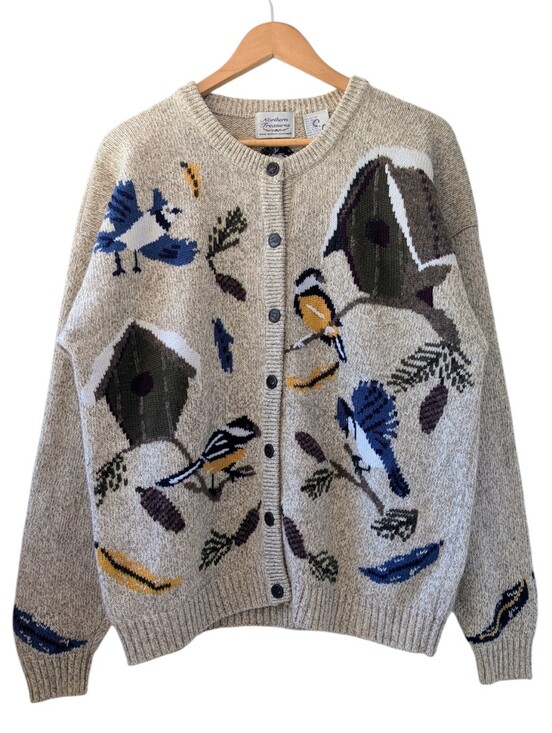 Northern Reflections Sweaters - Vintage Cotton/Wool Northern Reflections Bird Themed Cardigan